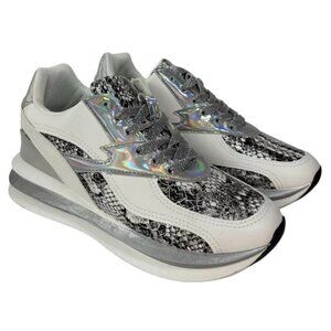 UNILADY / Franky-2 / Sneaker / Reflective & Snakeskin / Pattern Chunky Sneakers